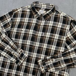 Carhartt Button Down Plaid Flannel Shirt Mens Large L Brown Relaxed Fit Trumbull